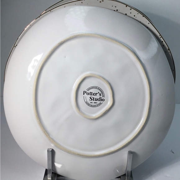 3 Dinner Plates Christmas Pine Tree  10”  Green & White Holiday Potter's Studio - Picture 4 of 6